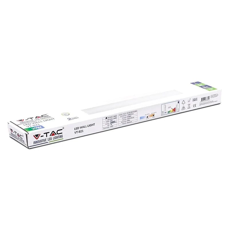 V-Tac Lampă LED V-Tac 20W IP44 3000K Alb Cald 2000 lm, Carcasă Albă Aluminiu 610x90x35 mm