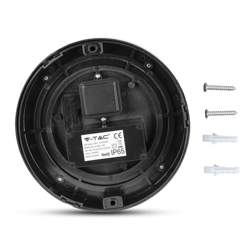 V-Tac LAMPA LED 12W IP65 3000K ALB CALD - NEGRU
