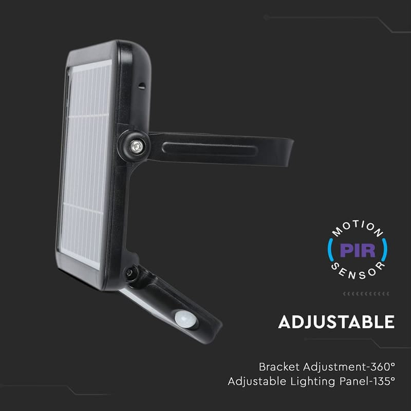 V-Tac Reflector LED Solar V-Tac 10W 4000K, 1100 lm, IP65, cu senzor de miscare si crepuscular, montaj pe perete