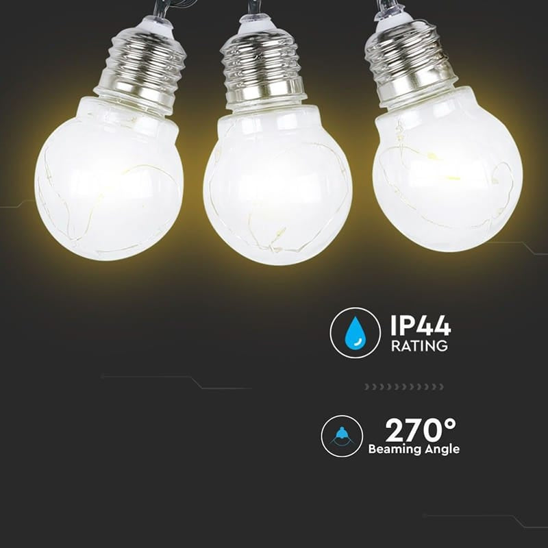 V-Tac GHIRLANDA SOLARA LED 1W X 10 IP44 3000K