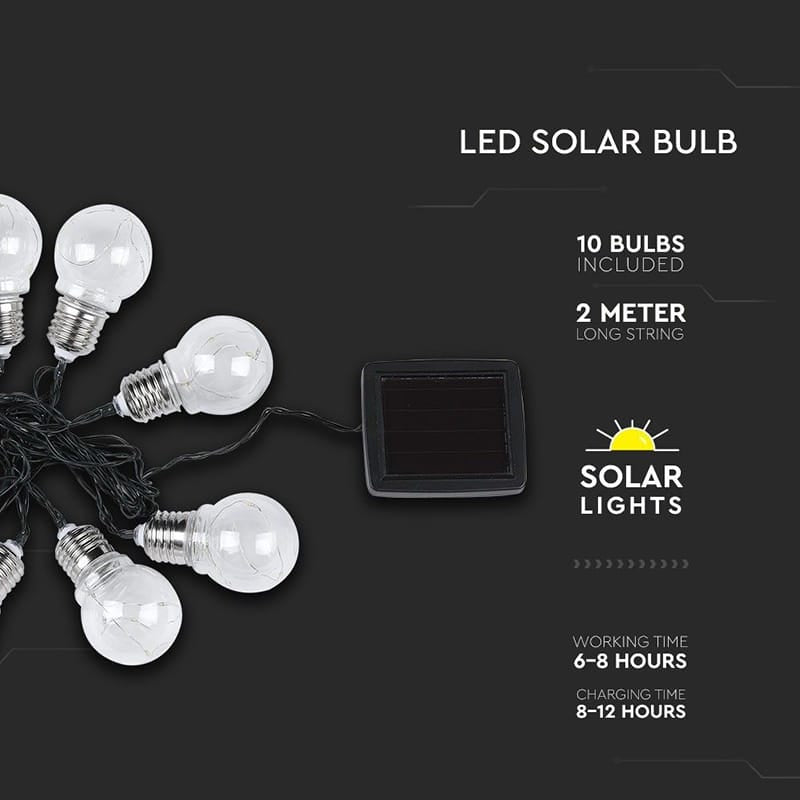V-Tac GHIRLANDA SOLARA LED 1W X 10 IP44 3000K