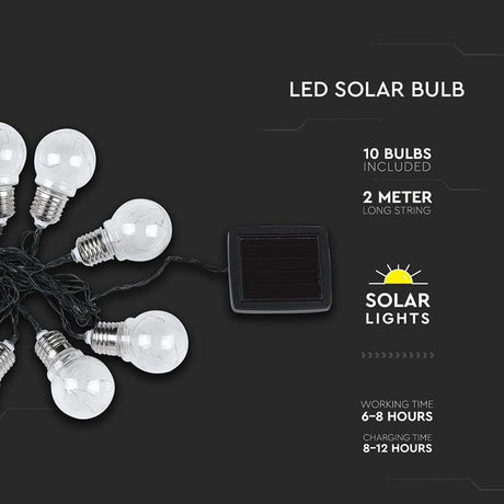 V-Tac GHIRLANDA SOLARA LED 1W X 10 IP44 3000K