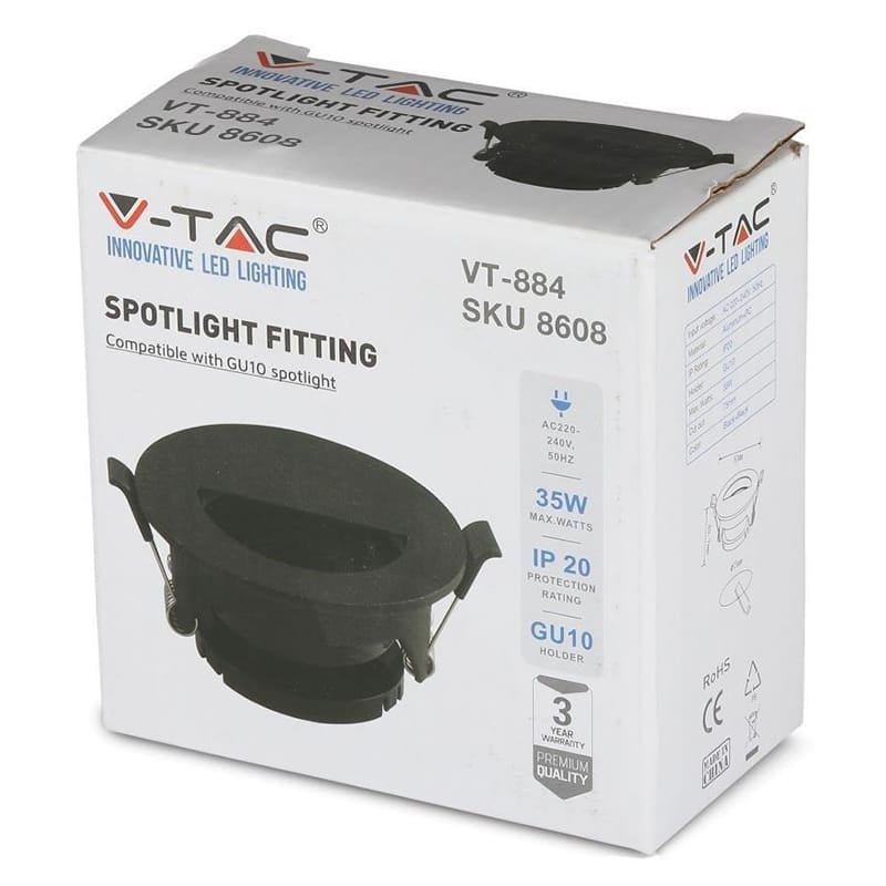 V-Tac CORP SPOT GU10 - NEGRU