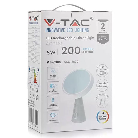 V-Tac OGLINDA ILUMINATA LED 5W DIMABIL 3000K ALB CALD