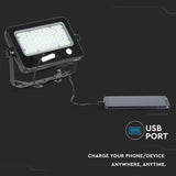 V-Tac Proiector LED Solar V-Tac 10W 4000K IP65 cu Senzor Radar, 1100 lm, Cablu 3 m, Baterie 7200 mAh