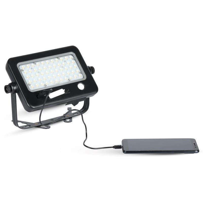 V-Tac Proiector LED Solar V-Tac 10W 4000K IP65 cu Senzor Radar, 1100 lm, Cablu 3 m, Baterie 7200 mAh