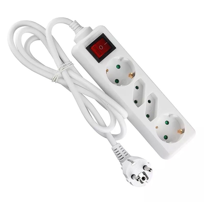 V-Tac PRELUNGITOR 4 CAI CU INTRERUPATOR 1.5M( 3G1.5MM2) ALB