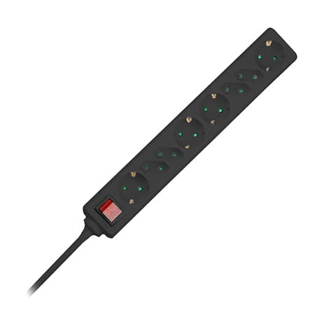V-Tac PRELUNGITOR 8 CAI CU INTRERUPATOR 1.5M( 3G1.5MM2) - NEGRU