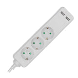 V-Tac PRELUNGITOR 3 CAI + 2USB 1.5M(3G1.5MM2) ALB
