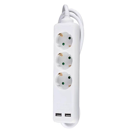 V-Tac PRELUNGITOR 3 CAI + 2USB 1.5M(3G1.5MM2) ALB