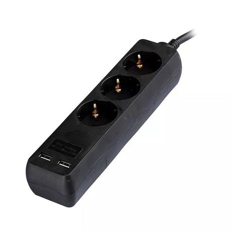 V-Tac PRELUNGITOR 3 CAI + 2USB 5M(3G1.5MM2) NEGRU