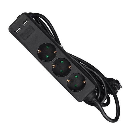 V-Tac PRELUNGITOR 3 CAI + 2USB 5M(3G1.5MM2) NEGRU