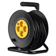 V-Tac Prelungitor pe tambur V-Tac, 25 m, 4 prize, cablu 3x1.5 mm², 16A, negru/galben