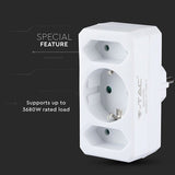 V-Tac ADAPTOR 3 PRIZE 2X2.5A SI 1X16A MAX 3680W