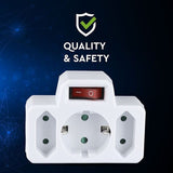 V-Tac ADAPTOR 3 PRIZE CU INTRERUPATOR 2X2.5A SI 1X16A MAX 3680W