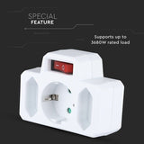 V-Tac ADAPTOR 3 PRIZE CU INTRERUPATOR 2X2.5A SI 1X16A MAX 3680W