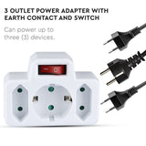 V-Tac ADAPTOR 3 PRIZE CU INTRERUPATOR 2X2.5A SI 1X16A MAX 3680W