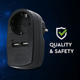 V-Tac ADAPTOR PRIZA 16A 3680W + 2USB 2.1A, NEGRU