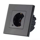 V-Tac PRIZA SMART SIMPLA 16A CU RAMA DIN STICLA , NEGRU