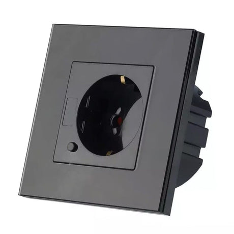 V-Tac PRIZA SMART SIMPLA 16A CU RAMA DIN STICLA , NEGRU