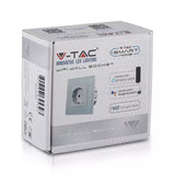 V-Tac PRIZA SMART SIMPLA 16A CU RAMA DIN STICLA , NEGRU