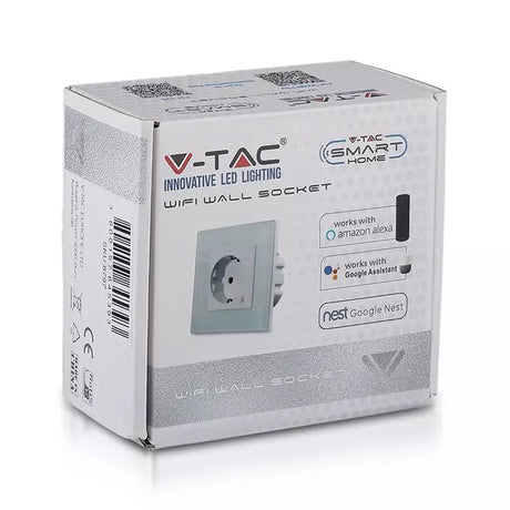 V-Tac PRIZA SMART SIMPLA 16A CU RAMA DIN STICLA , NEGRU