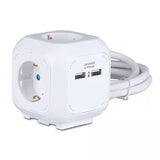 V-Tac PRELUNGITOR CUBIC 3X1.5MM 1.4M 4 CAI 16A + 2 USB 2.1A