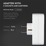 V-Tac ADAPTOR 3 PRIZE 1X16A 2x2.5A MAX 3500W