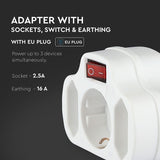 V-Tac ADAPTOR 3 PRIZE CU INTRERUPATOR 3X16A MAX 3500W