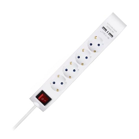 V-Tac PRELUNGITOR 5 CAI CU INTRERUPATOR + 2USB 1.4M(3G1.5MM2)