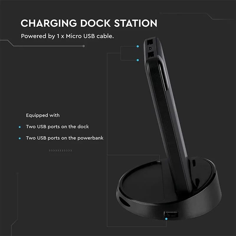 V-Tac POWER BANK 8000MAH INCARCARE WIRELESS MODEL STAND - NEGRU