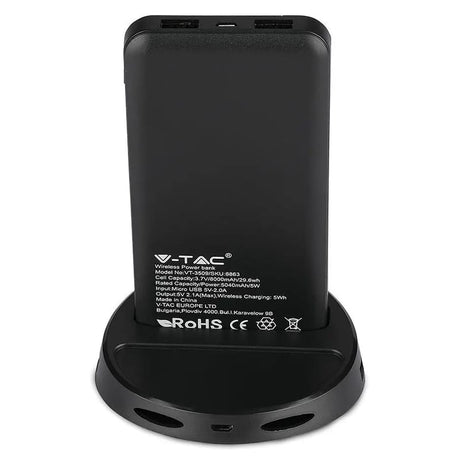 V-Tac POWER BANK 8000MAH INCARCARE WIRELESS MODEL STAND - NEGRU