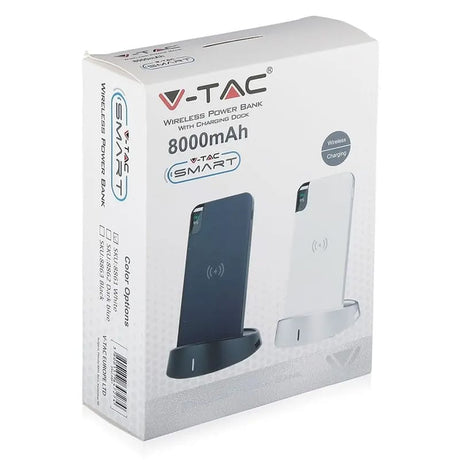 V-Tac POWER BANK 8000MAH INCARCARE WIRELESS MODEL STAND - NEGRU