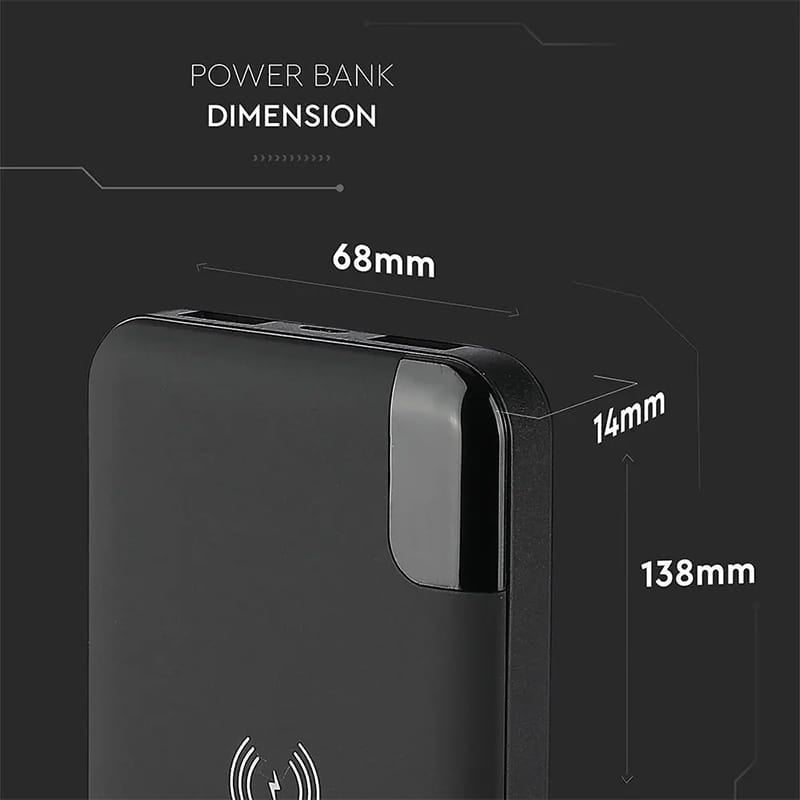 V-Tac POWER BANK 8000MAH INCARCARE WIRELESS MODEL STAND - NEGRU