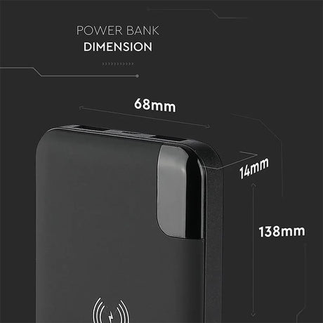 V-Tac POWER BANK 8000MAH INCARCARE WIRELESS MODEL STAND - NEGRU
