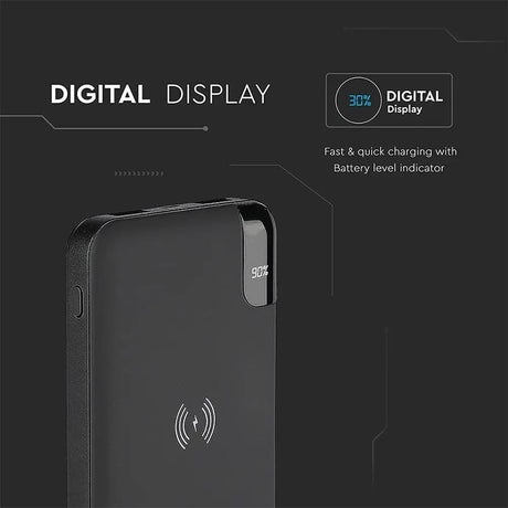 V-Tac POWER BANK 8000MAH INCARCARE WIRELESS MODEL STAND - NEGRU