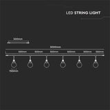 V-Tac Ghirlandă Luminoasă Festivă V-Tac 3m, 6x E27, IP65, Negru, pentru Exterior