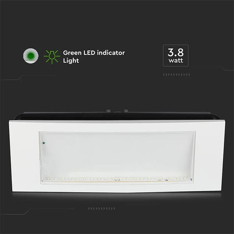 V-Tac LAMPA LED IESIRE DE URGENTA 3.8W 6000K ALB RECE