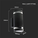 V-Tac LAMPA PERETE SOCLU E27 IP44 - NEGRU