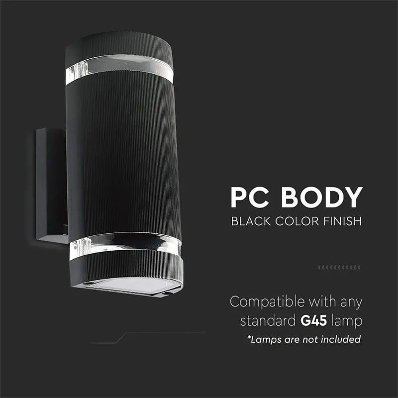 V-Tac LAMPA PERETE SOCLU E27 IP44 - NEGRU