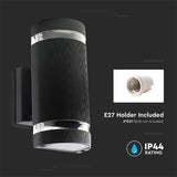 V-Tac LAMPA PERETE SOCLU E27 IP44 - NEGRU