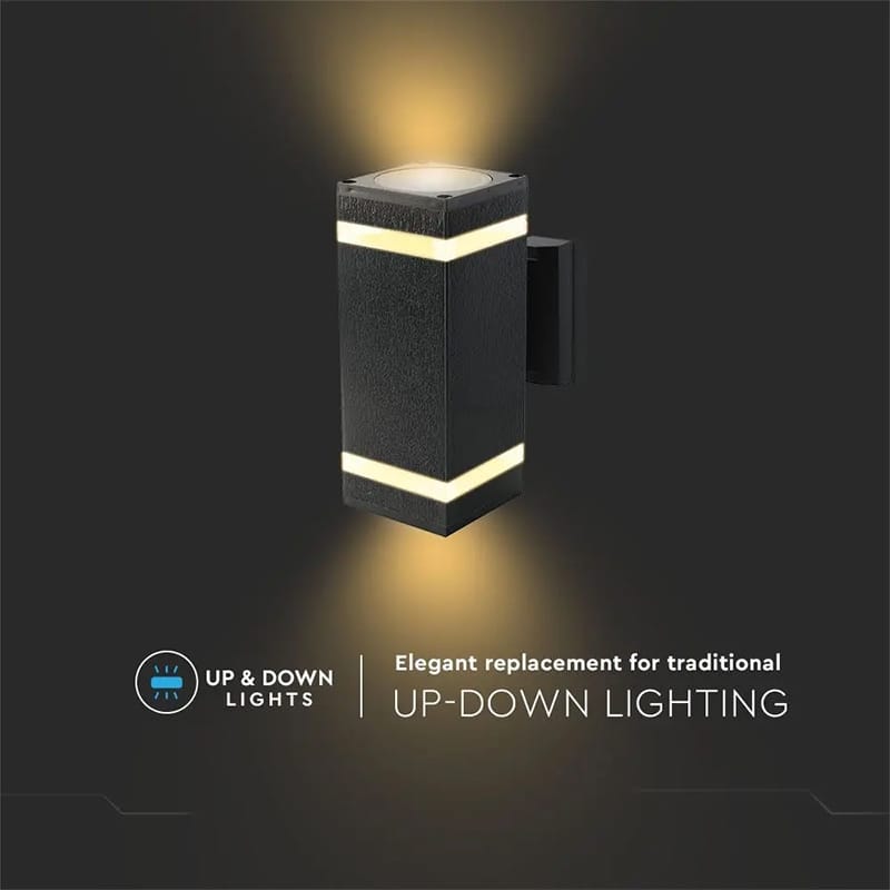 V-Tac LAMPA PERETE SOCLU E27 IP44 - NEGRU
