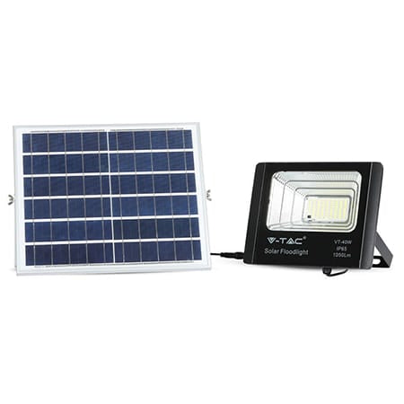 V-Tac Reflector LED Solar V-Tac 16W 6000K Alb Rece IP65 cu Telecomandă, Timer și Cablu 5m, Baterie 10000mAh