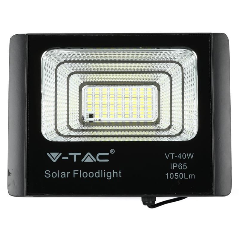 V-Tac Reflector LED Solar V-Tac 16W 6000K Alb Rece IP65 cu Telecomandă, Timer și Cablu 5m, Baterie 10000mAh