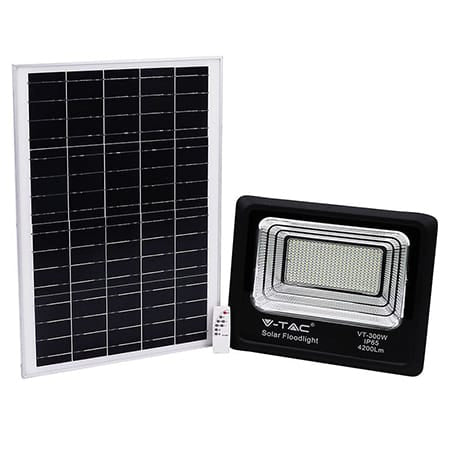 V-Tac Reflector LED Solar V-Tac 50W 6000K IP65 cu Telecomandă, Temporizator și Senzor Auto, 4200 lm