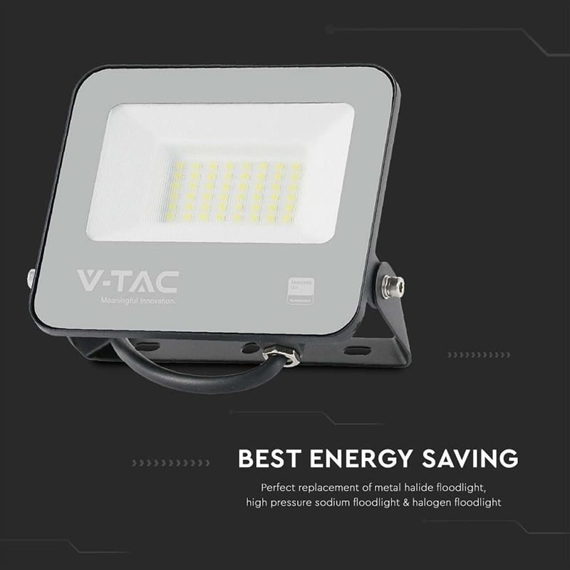 V-Tac REFLECTOR LED SMD 30W 185LM/W 6500K IP65  CIP SAMSUNG - NEGRU/GRI