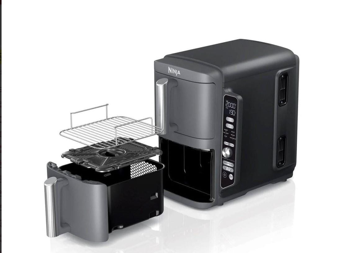 NINJA Friteuza dubla cu aer cald Ninja Double Stack 9.5L2470W, argintiu
