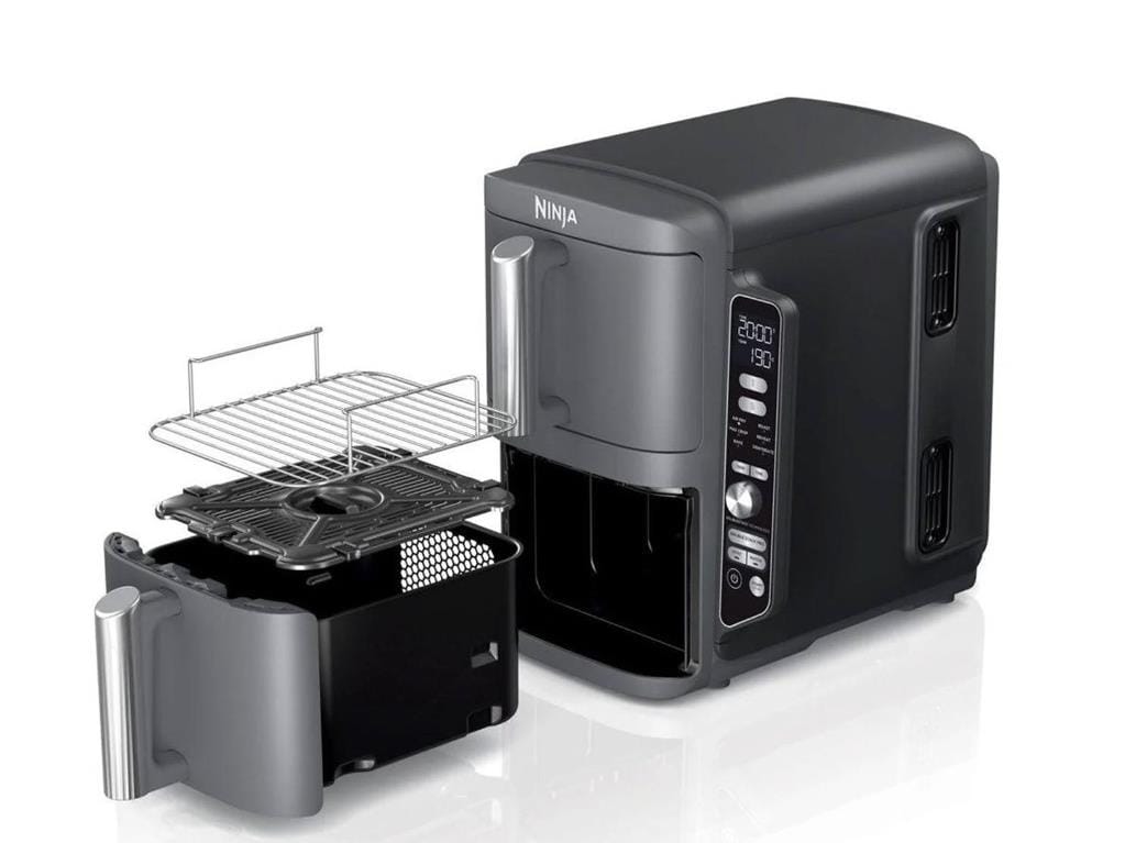 NINJA Friteuza dubla cu aer cald Ninja Double Stack 9.5L2470W, argintiu