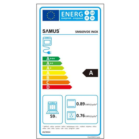 Samus Aragaz Aragaz Samus SM669VDE INOX | 6 Arzatoare, Gaz, Cuptor Electric, Inox