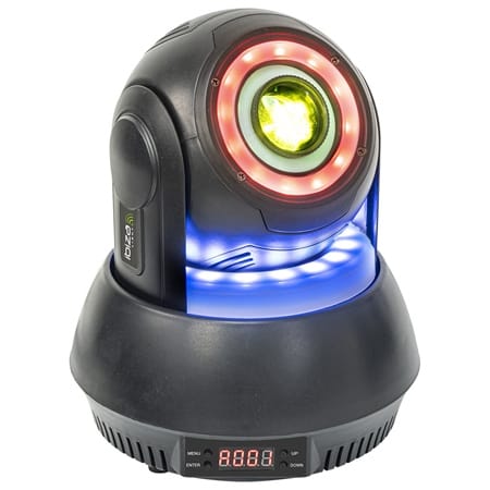 Ibiza Light Cap Mobil Ibiza Light 30W RGBW cu Gobo si 3 Inele LED RGB, DMX 15 Canale, Pan/Tilt 540°/180°